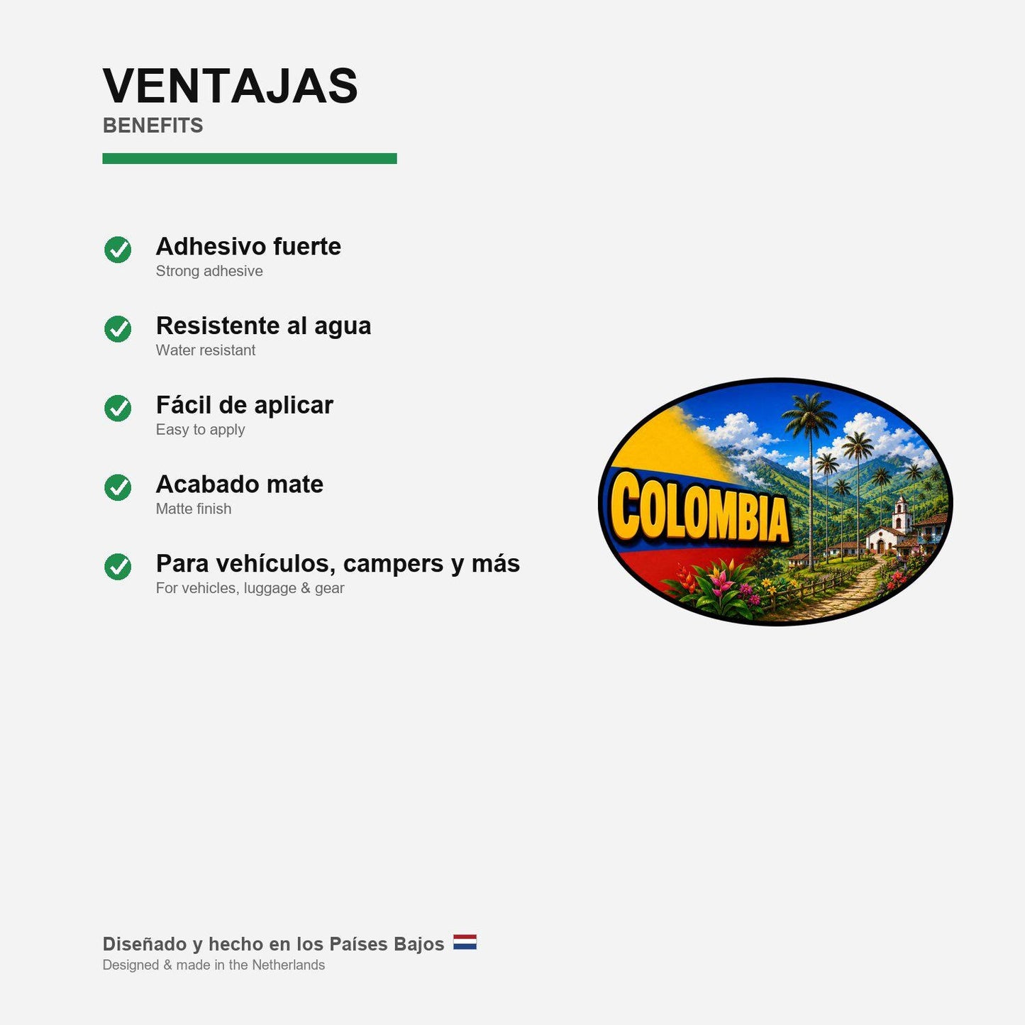 Colombia Country Code Sticker, Waterproof Premium Matte Vinyl Decal, Camper Caravan Vehicle Sticker