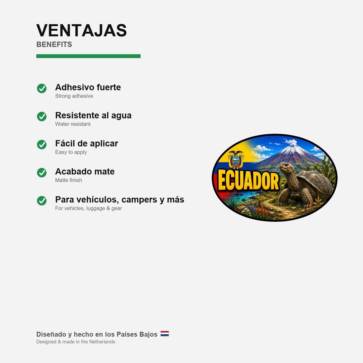 Ecuador Country Code Sticker, Waterproof Premium Matte Vinyl Decal, Camper Caravan Vehicle Sticker