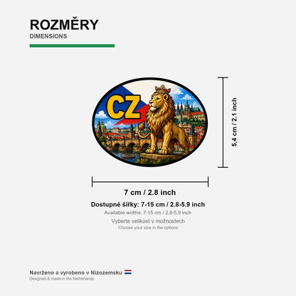 Czech Republic Country Code Sticker, Waterproof Premium Matte Vinyl Decal, Camper Caravan Vehicle Sticker
