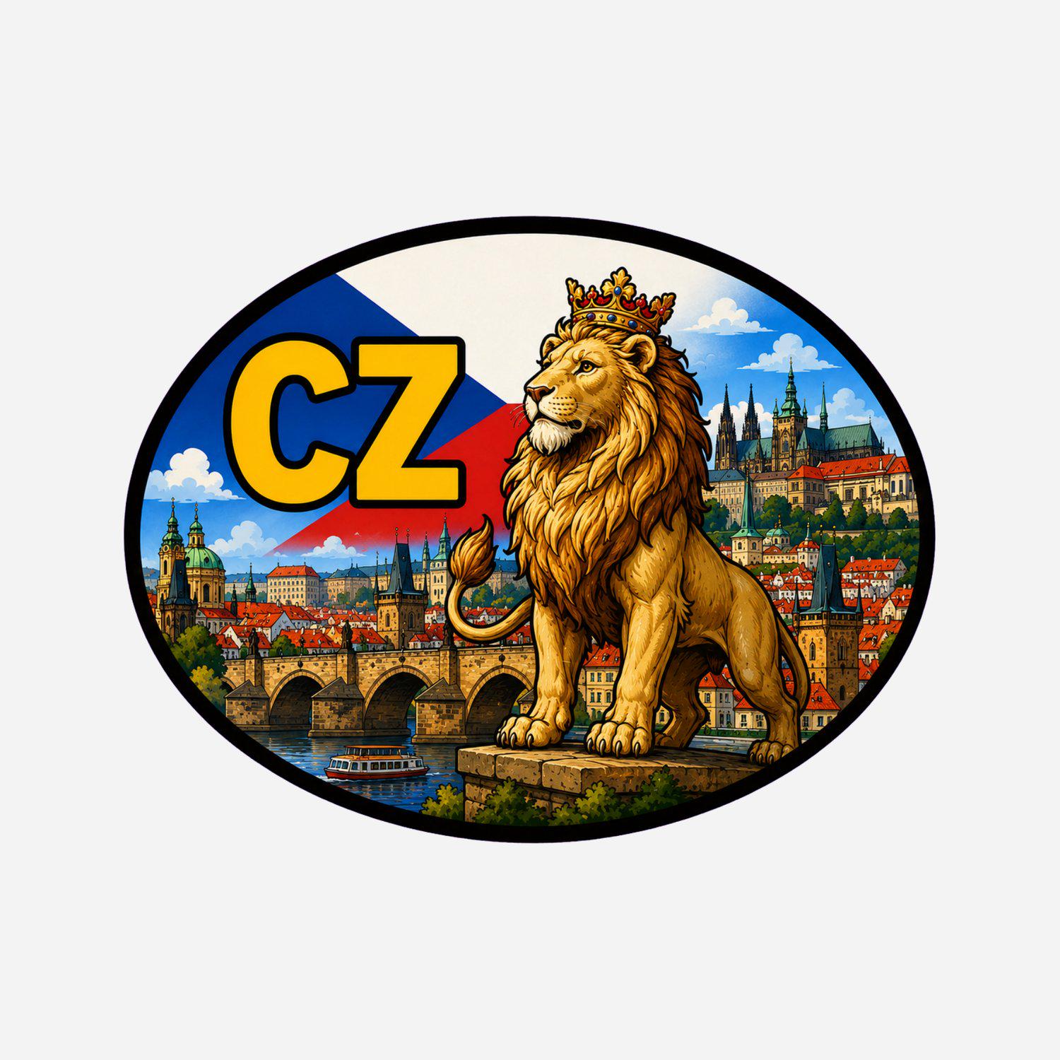 Czech Republic Country Code Sticker, Waterproof Premium Matte Vinyl Decal, Camper Caravan Vehicle Sticker