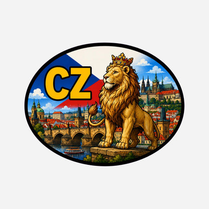 Czech Republic Country Code Sticker, Waterproof Premium Matte Vinyl Decal, Camper Caravan Vehicle Sticker