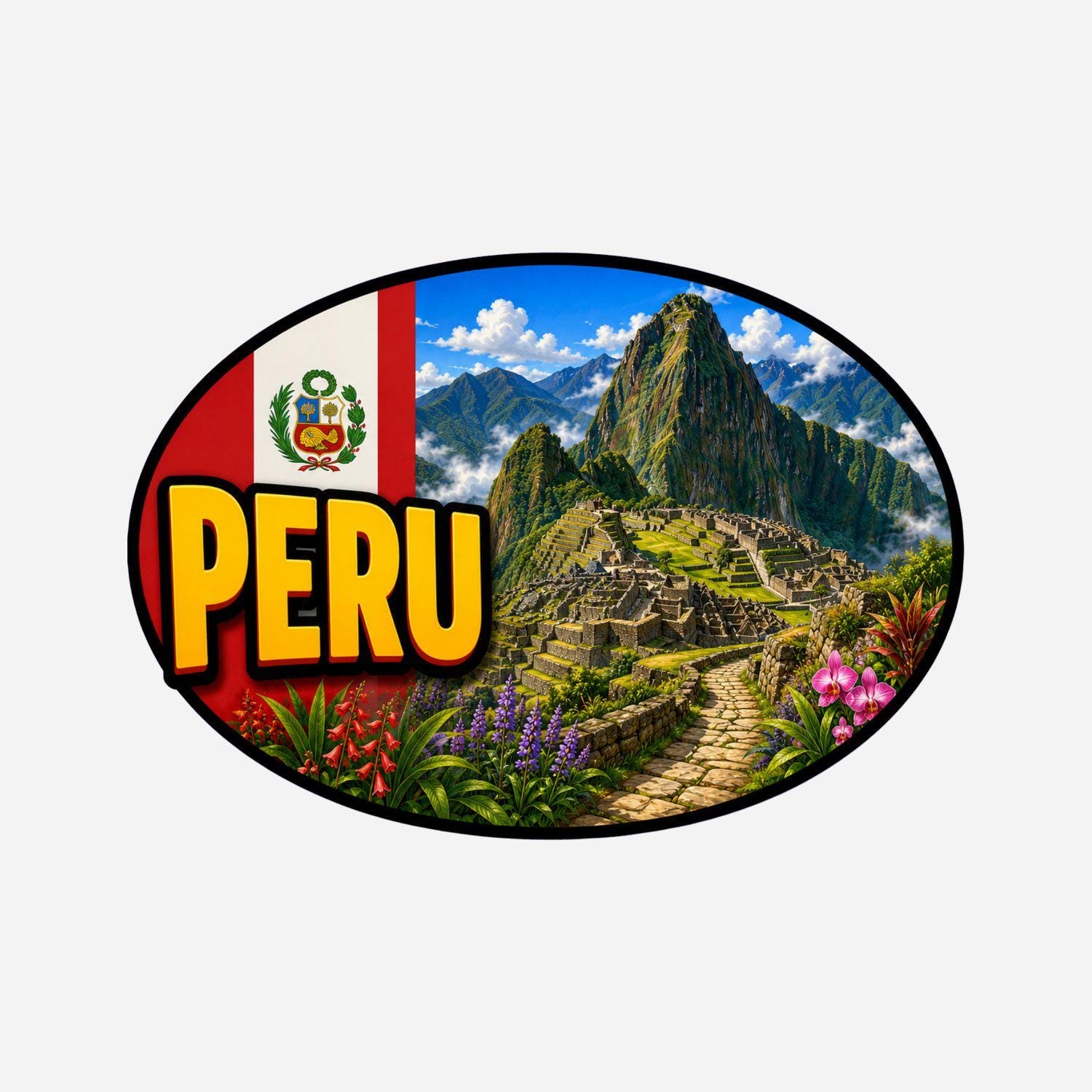 Peru Country Code Sticker, Waterproof Premium Matte Vinyl Decal, Camper Caravan Vehicle Sticker