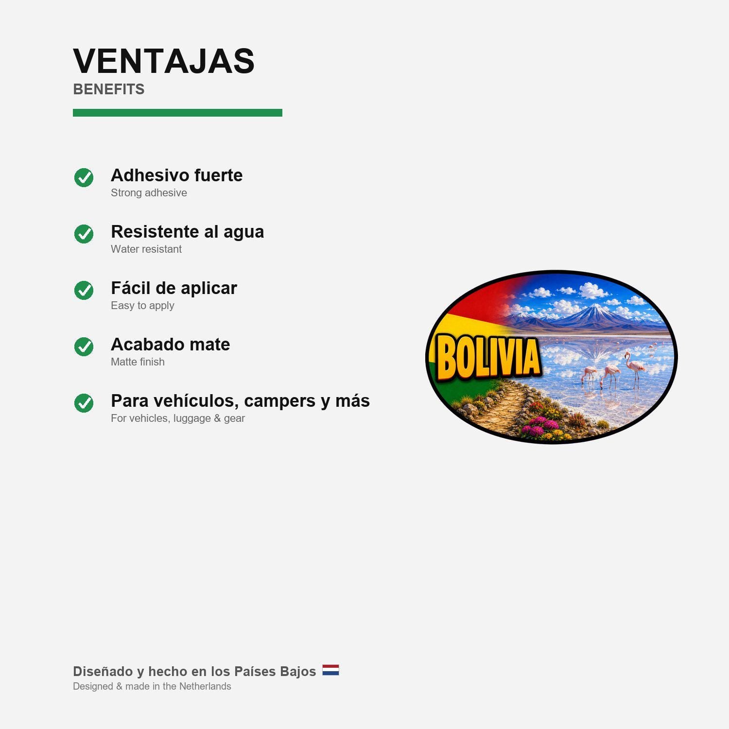 Bolivia Country Code Sticker, Waterproof Premium Matte Vinyl Decal, Camper Caravan Vehicle Sticker