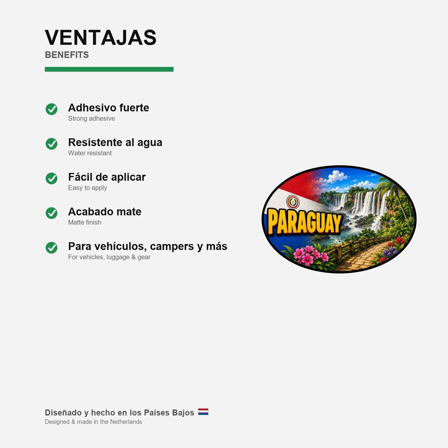 Paraguay Country Code Sticker, Waterproof Premium Matte Vinyl Decal, Camper Caravan Vehicle Sticker