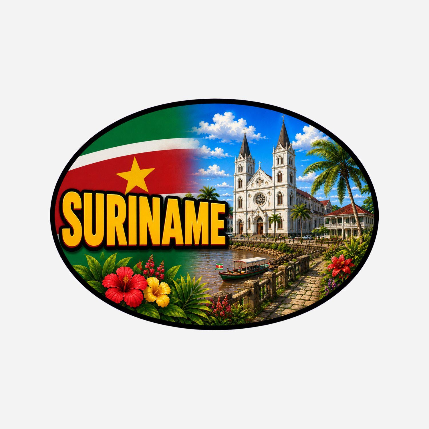 Suriname Country Code Sticker, Waterproof Premium Matte Vinyl Decal, Camper Caravan Vehicle Sticker