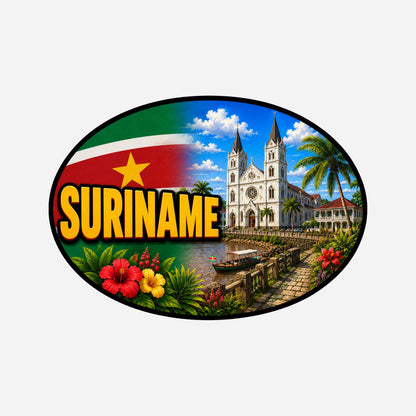 Suriname Country Code Sticker, Waterproof Premium Matte Vinyl Decal, Camper Caravan Vehicle Sticker
