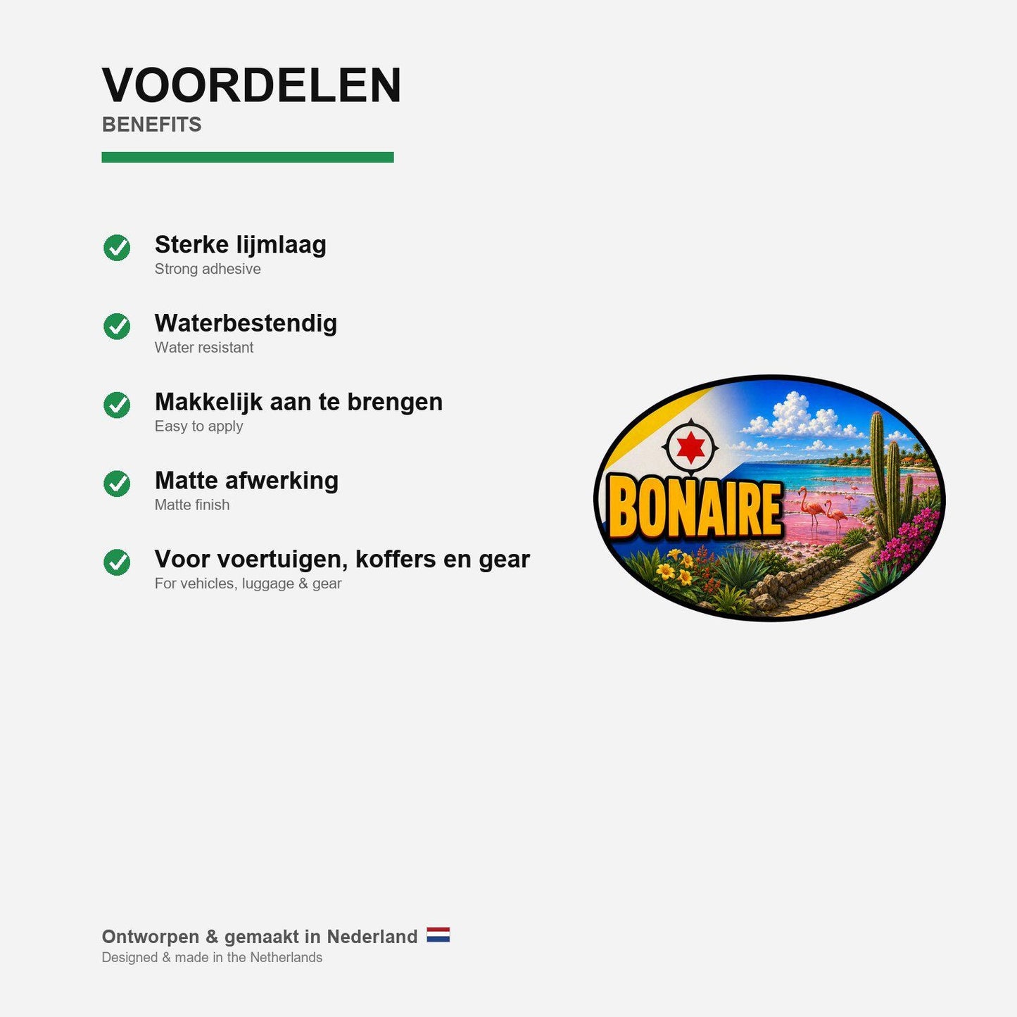 Bonaire Country Code Sticker, Waterproof Premium Matte Vinyl Decal, Camper Caravan Vehicle Sticker