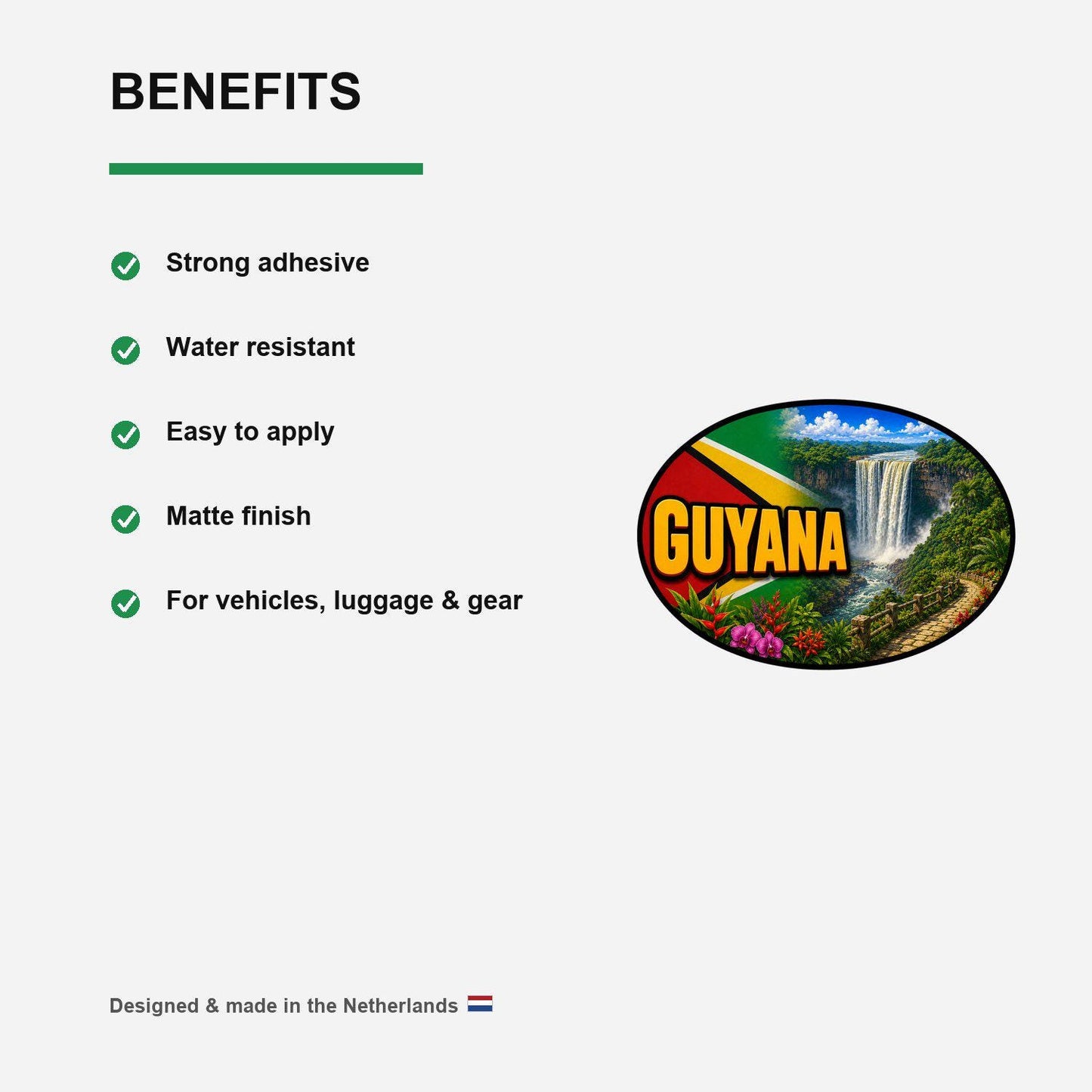 Guyana Country Code Sticker, Waterproof Premium Matte Vinyl Decal, Camper Caravan Vehicle Sticker
