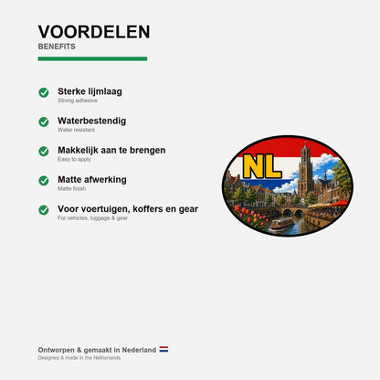 Utrecht Sticker, Waterproof Premium Matte Vinyl Decal, Netherlands City Travel Souvenir Sticker