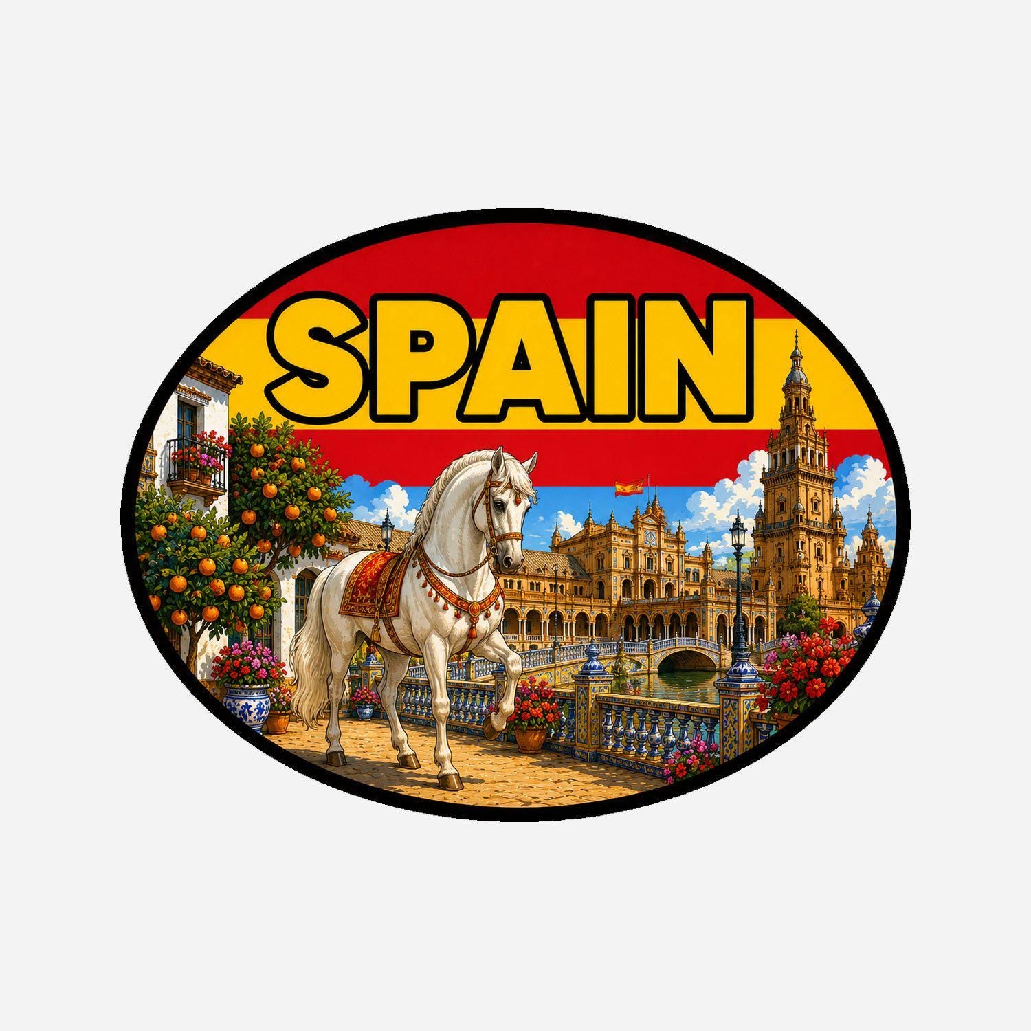 Seville Spain Sticker, Waterproof Premium Matte Vinyl Decal, City Travel Souvenir Sticker