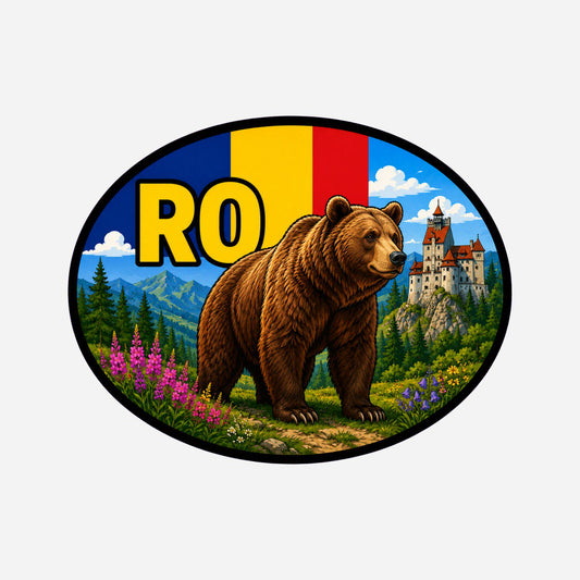Romania Country Code Sticker, Waterproof Premium Matte Vinyl Decal, Camper Caravan Vehicle Sticker