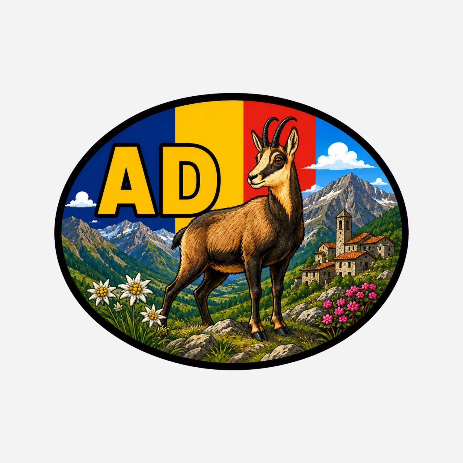 Andorra Country Code Sticker, Waterproof Premium Matte Vinyl Decal, Camper Caravan Vehicle Sticker