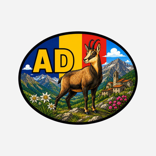Andorra Country Code Sticker, Waterproof Premium Matte Vinyl Decal, Camper Caravan Vehicle Sticker
