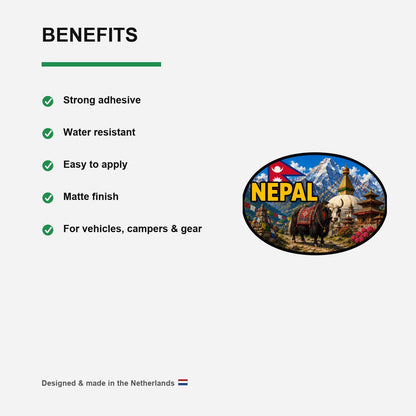 Nepal Country Code Sticker, Waterproof Premium Matte Vinyl Decal, Camper Caravan Vehicle Sticker