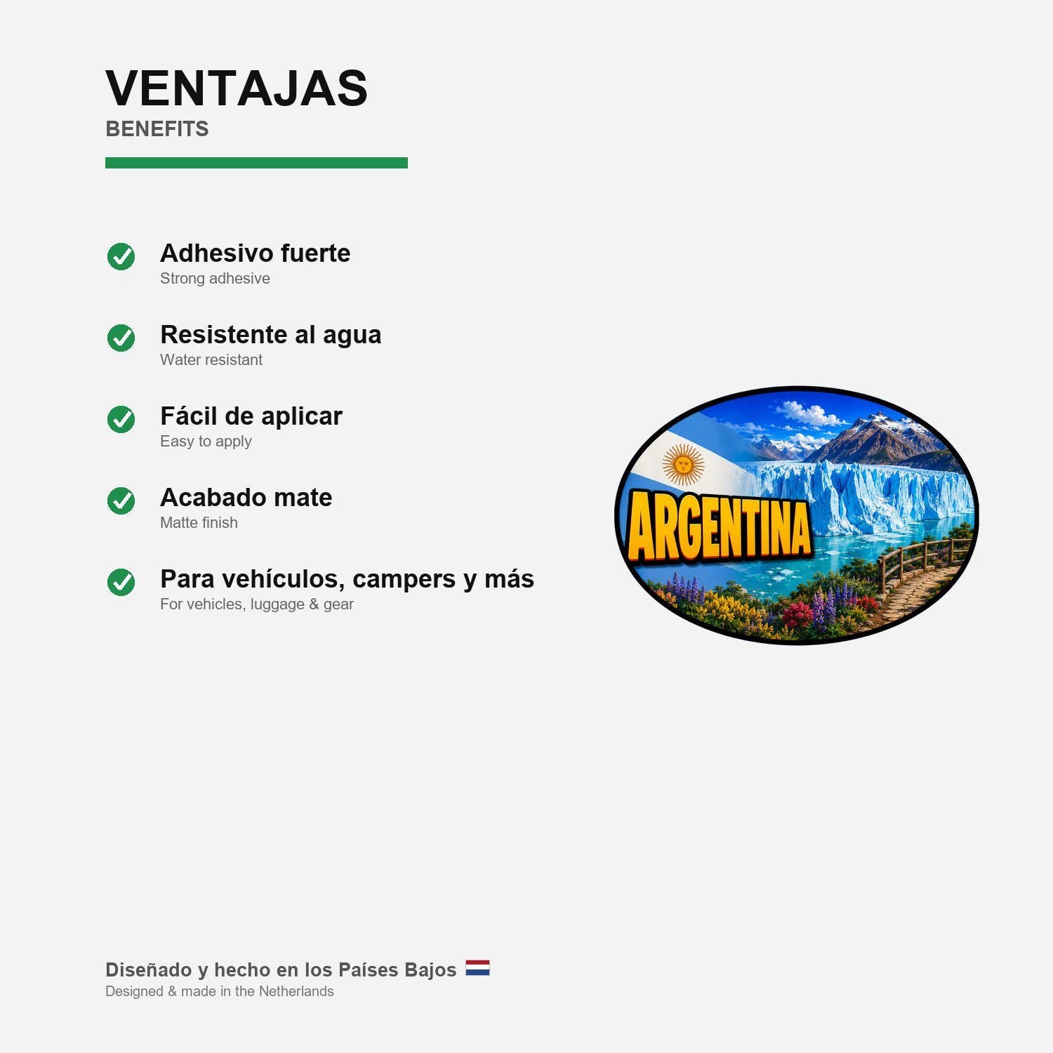 Argentina Country Code Sticker, Waterproof Premium Matte Vinyl Decal, Camper Caravan Vehicle Sticker
