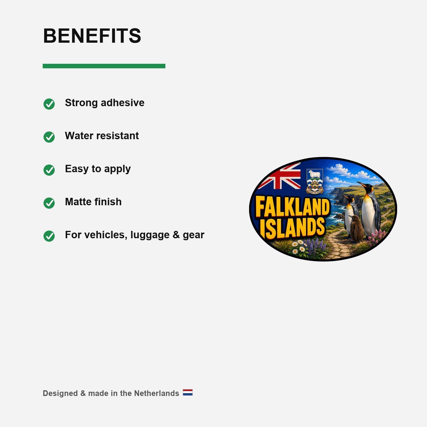 Falkland Islands Sticker, Waterproof Premium Matte Vinyl Decal, Camper Caravan Vehicle Sticker
