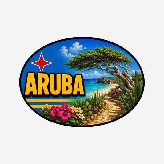 Aruba Country Code Sticker, Waterproof Premium Matte Vinyl Decal, Camper Caravan Vehicle Sticker