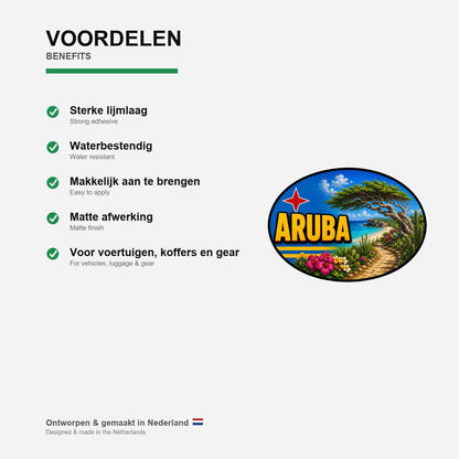 Aruba Country Code Sticker, Waterproof Premium Matte Vinyl Decal, Camper Caravan Vehicle Sticker