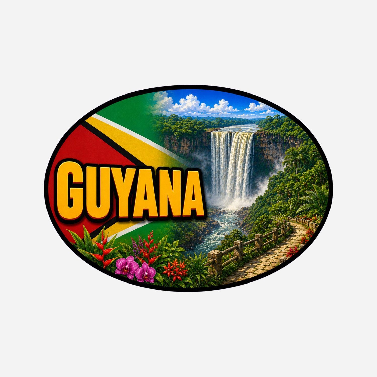 Guyana Country Code Sticker, Waterproof Premium Matte Vinyl Decal, Camper Caravan Vehicle Sticker