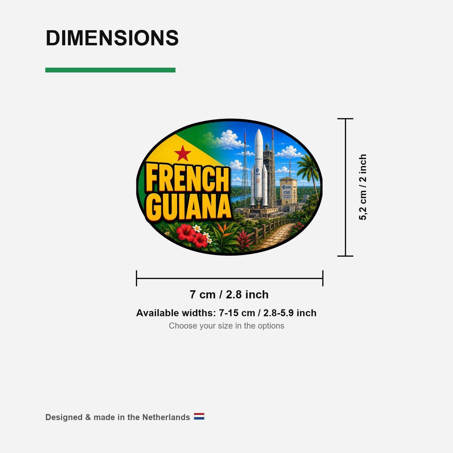 French Guyana Sticker, Waterproof Premium Matte Vinyl Decal, Camper Caravan Vehicle Sticker