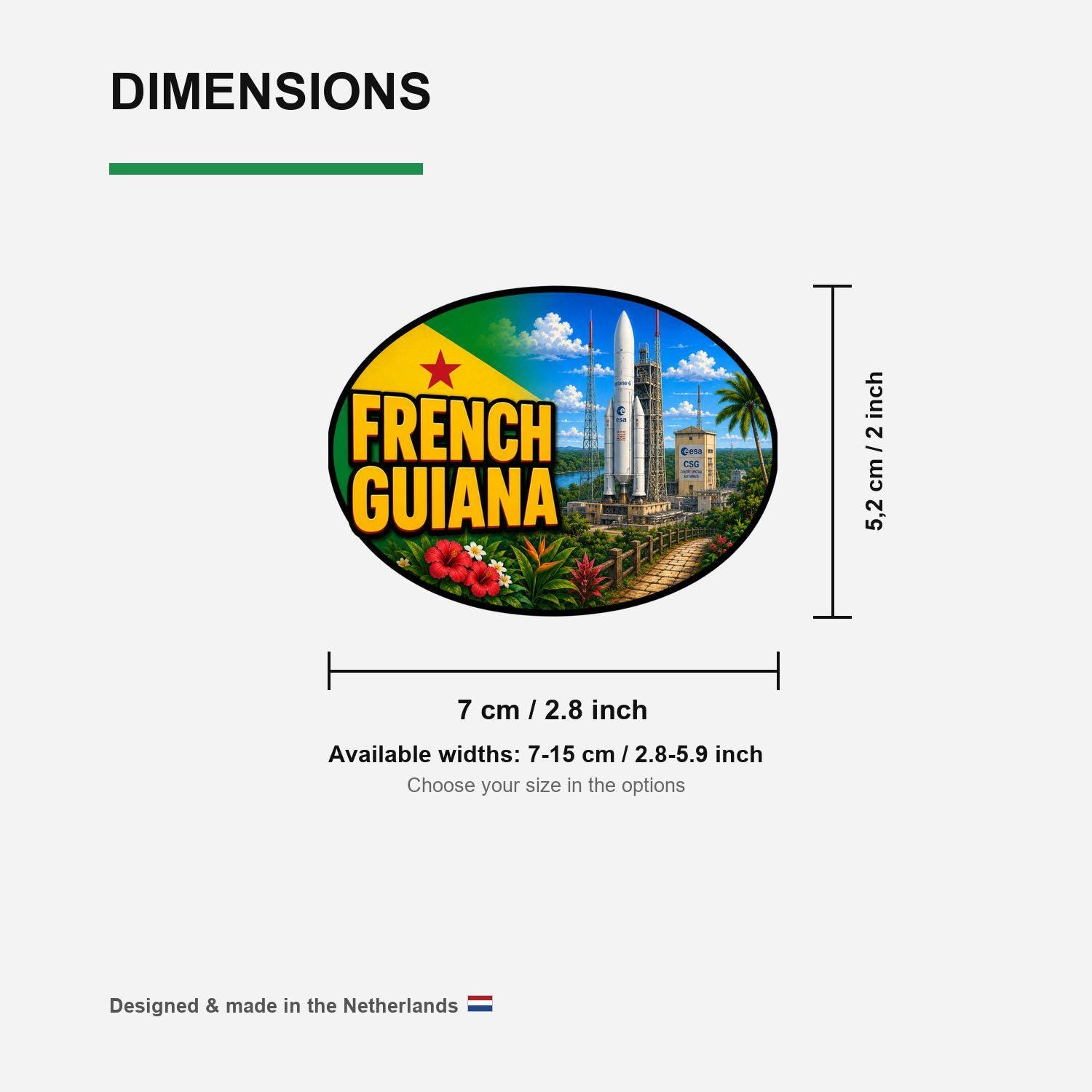 French Guyana Sticker, Waterproof Premium Matte Vinyl Decal, Camper Caravan Vehicle Sticker