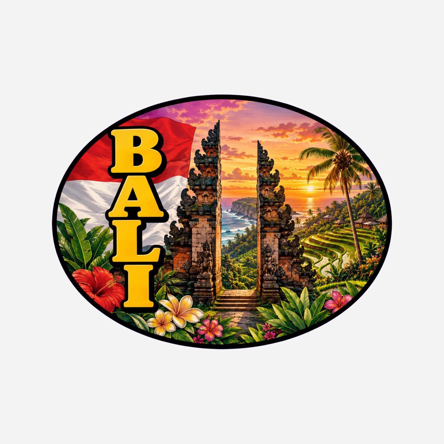 Bali Indonesia Country Code Sticker, Waterproof Premium Matte Vinyl Decal, Camper Caravan Vehicle Sticker