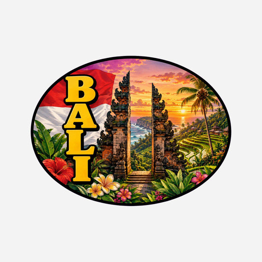 Bali Indonesia Country Code Sticker, Waterproof Premium Matte Vinyl Decal, Camper Caravan Vehicle Sticker