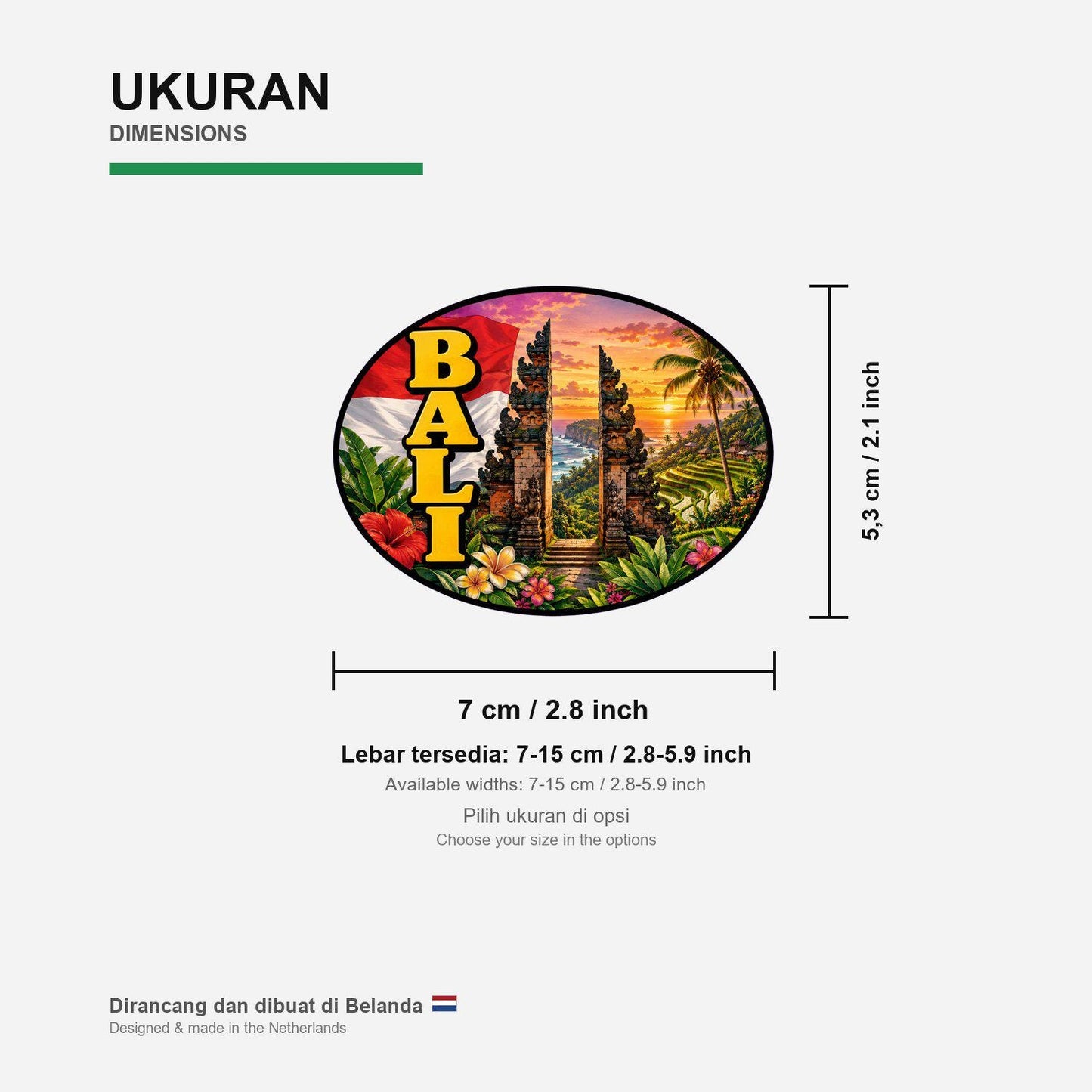 Bali Indonesia Country Code Sticker, Waterproof Premium Matte Vinyl Decal, Camper Caravan Vehicle Sticker