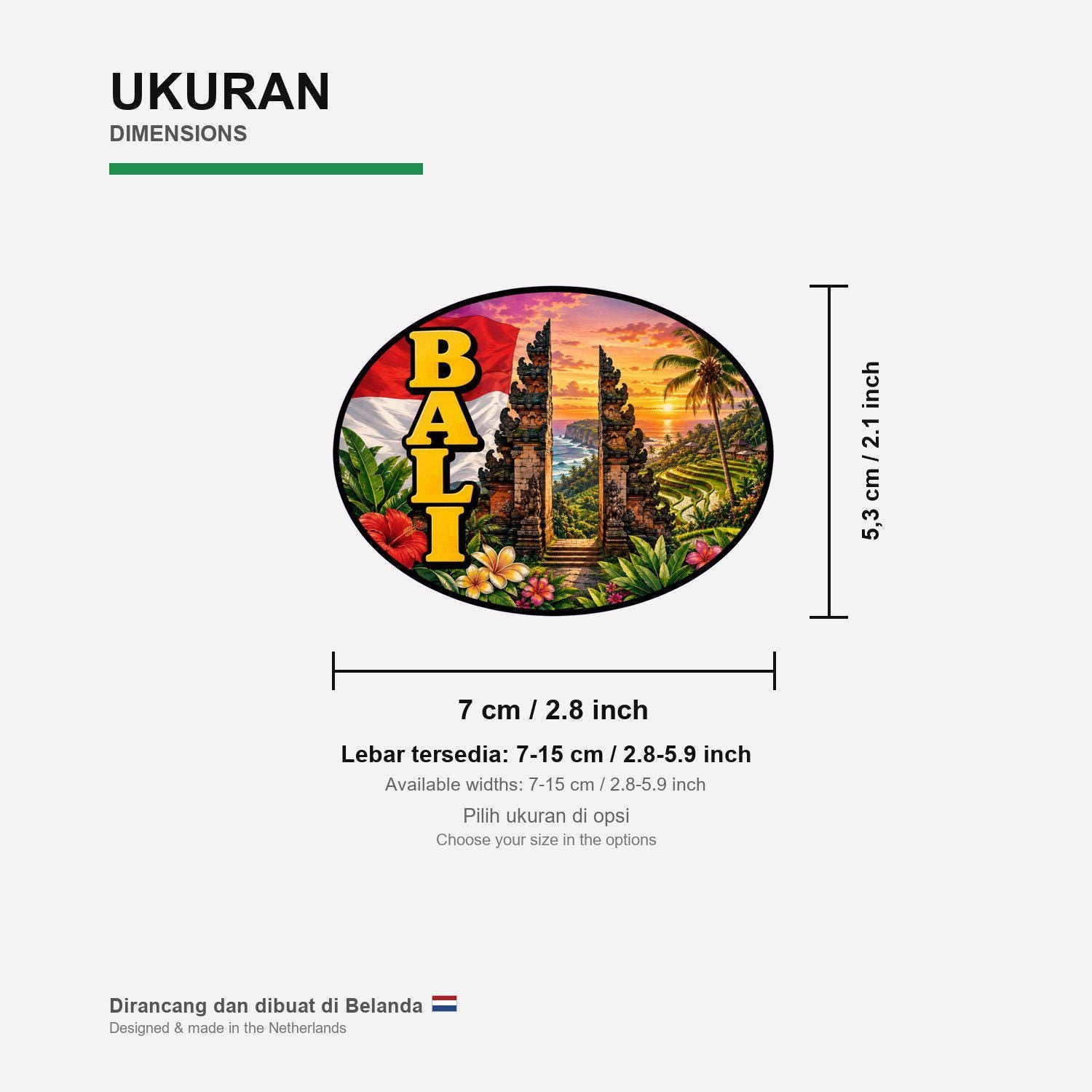 Bali Indonesia Country Code Sticker, Waterproof Premium Matte Vinyl Decal, Camper Caravan Vehicle Sticker
